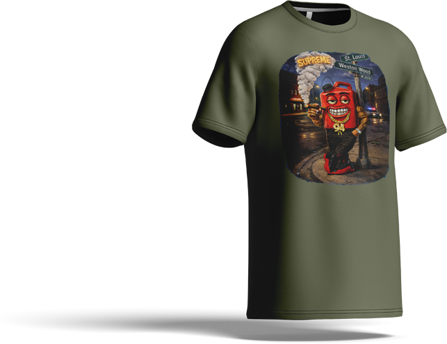 Supreme Gas 94 olive green t-shirt with graphic print